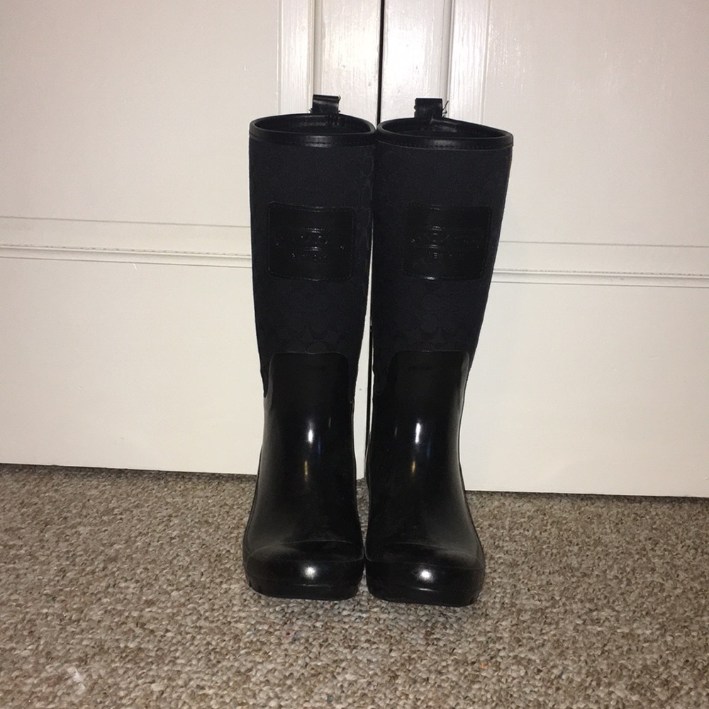 Black coach rain boots